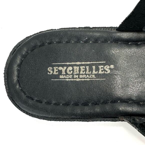 Seychelles Flat Sandal Size 9 Black Leather Thong-Toe T-Strap Flip Flop Padded - Picture 9 of 9